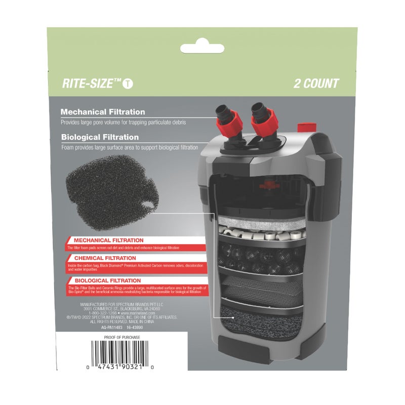 Marineland Filter Foam, 2 Count, Supports Biological and Mechanical Aquarium Filtration, Rite-Size T, Fits C-Series and Magniflow 360 and 400 Canister Filters - Image 2